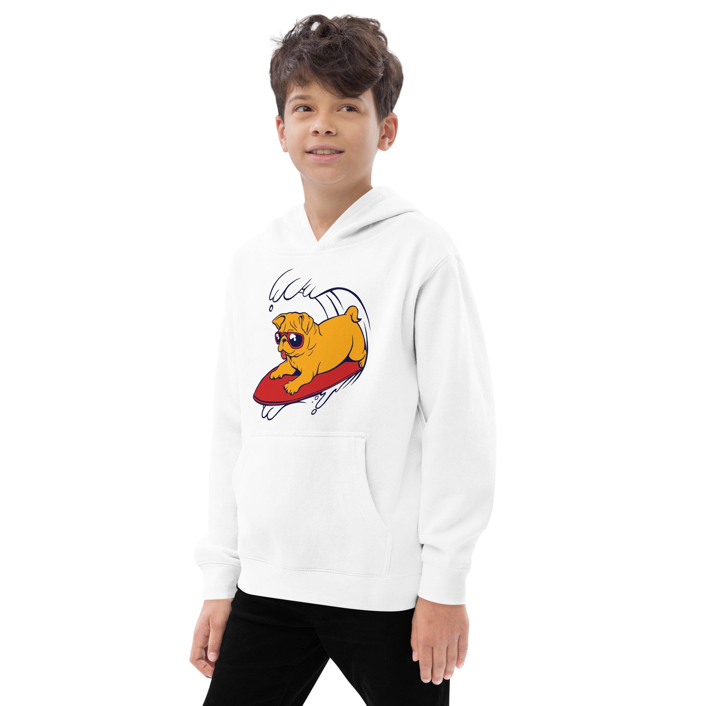 Kids fleece hoodie, dog, black, white, gift, birthday, kids