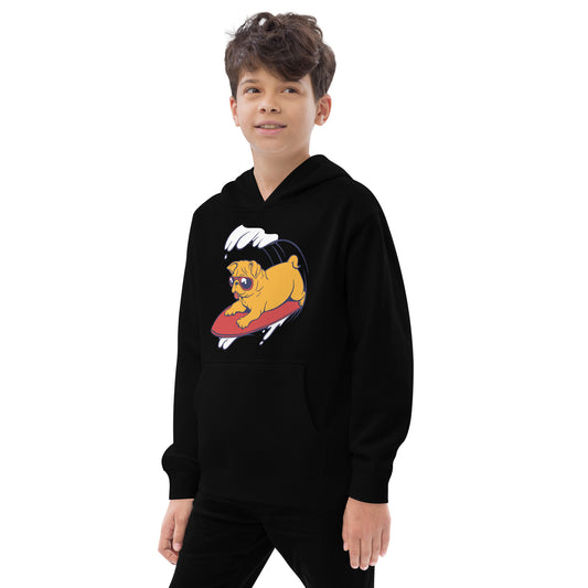Kids fleece hoodie, dog, black, white, gift, birthday, kids